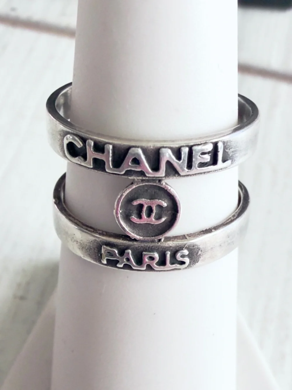 Vintage Chanel Pewter/ Silver Ring  w COA